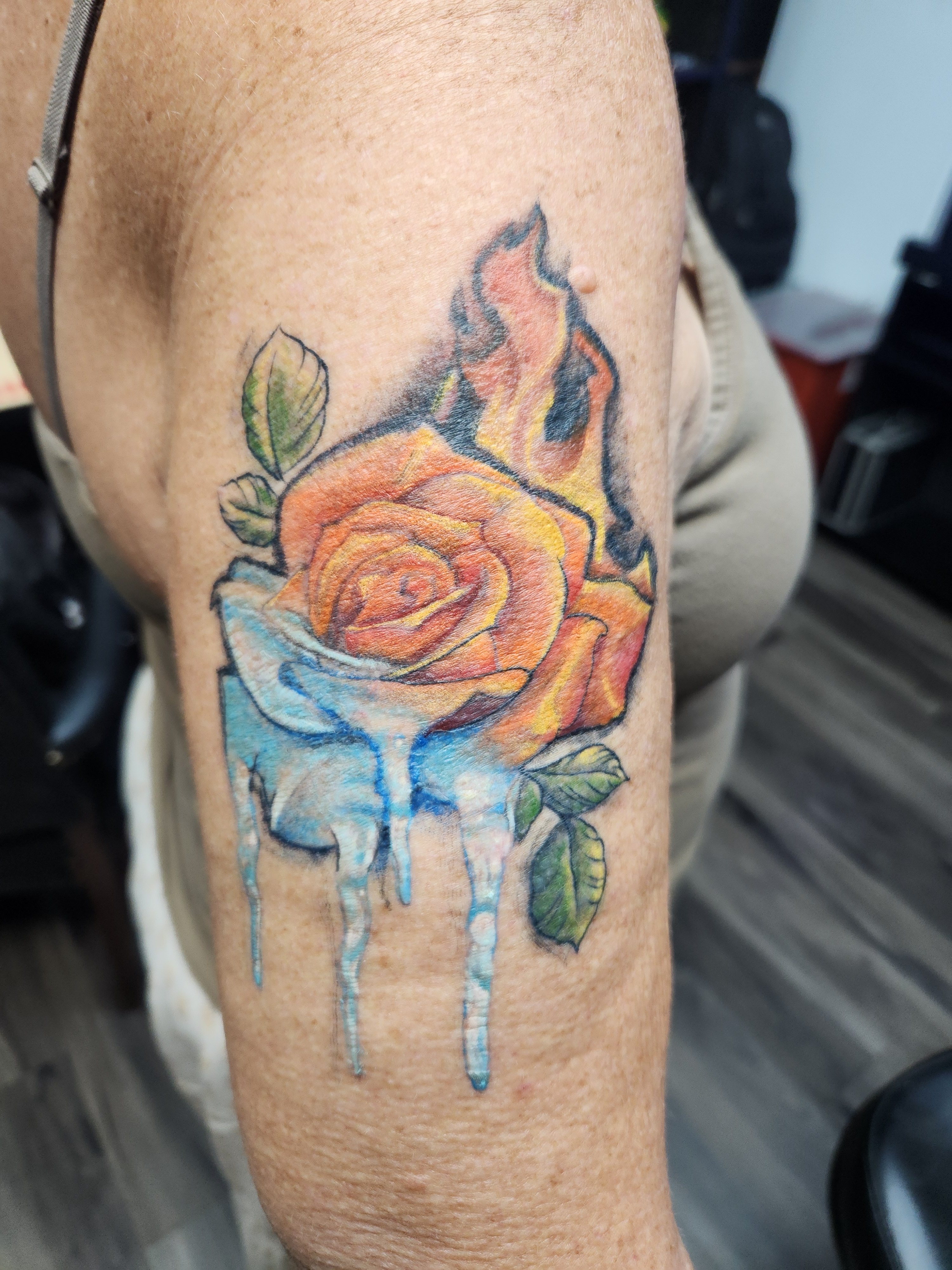 Full Color Realism of a Fire/ Ice Rose