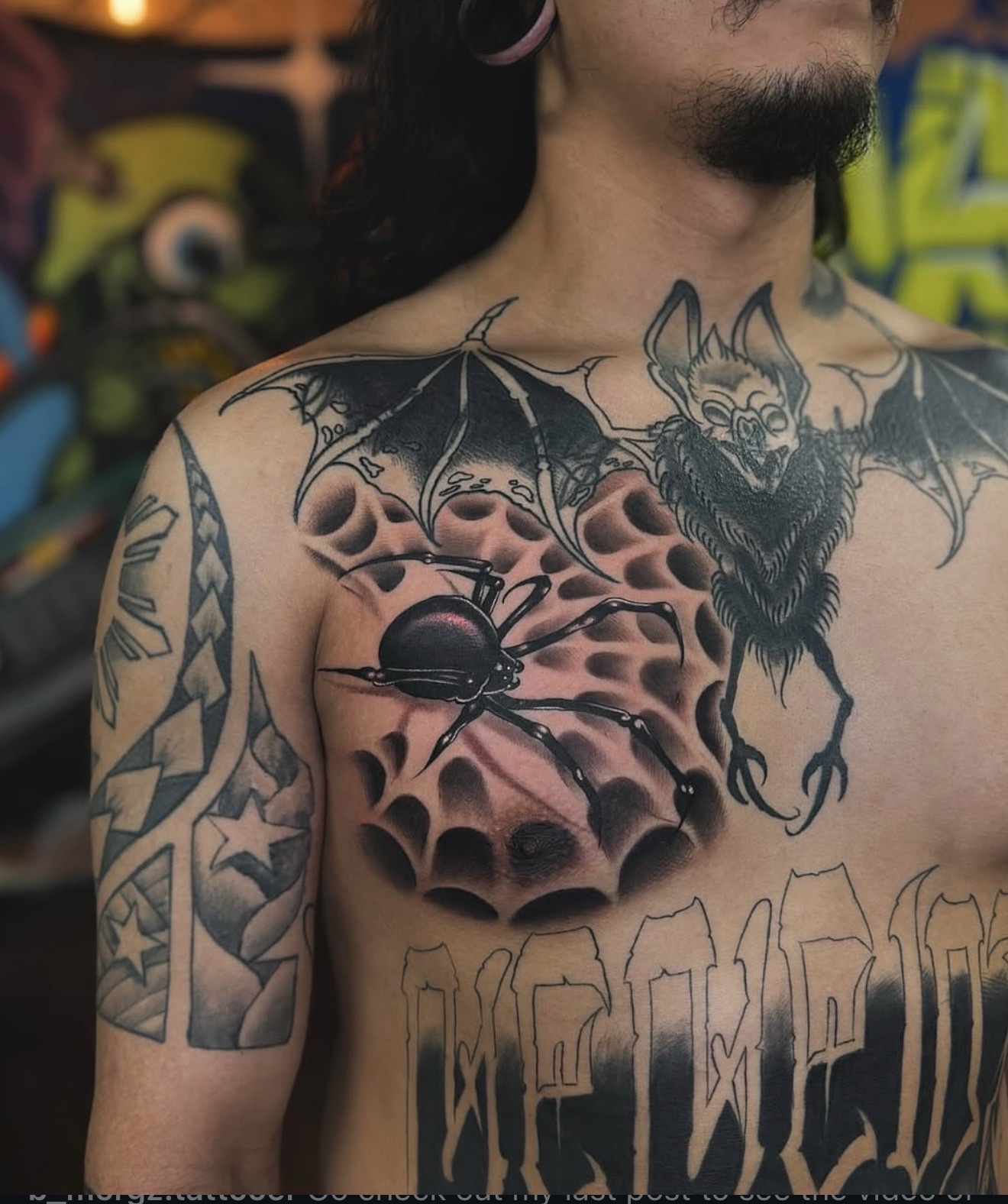 Black and gray neo traditional spider.