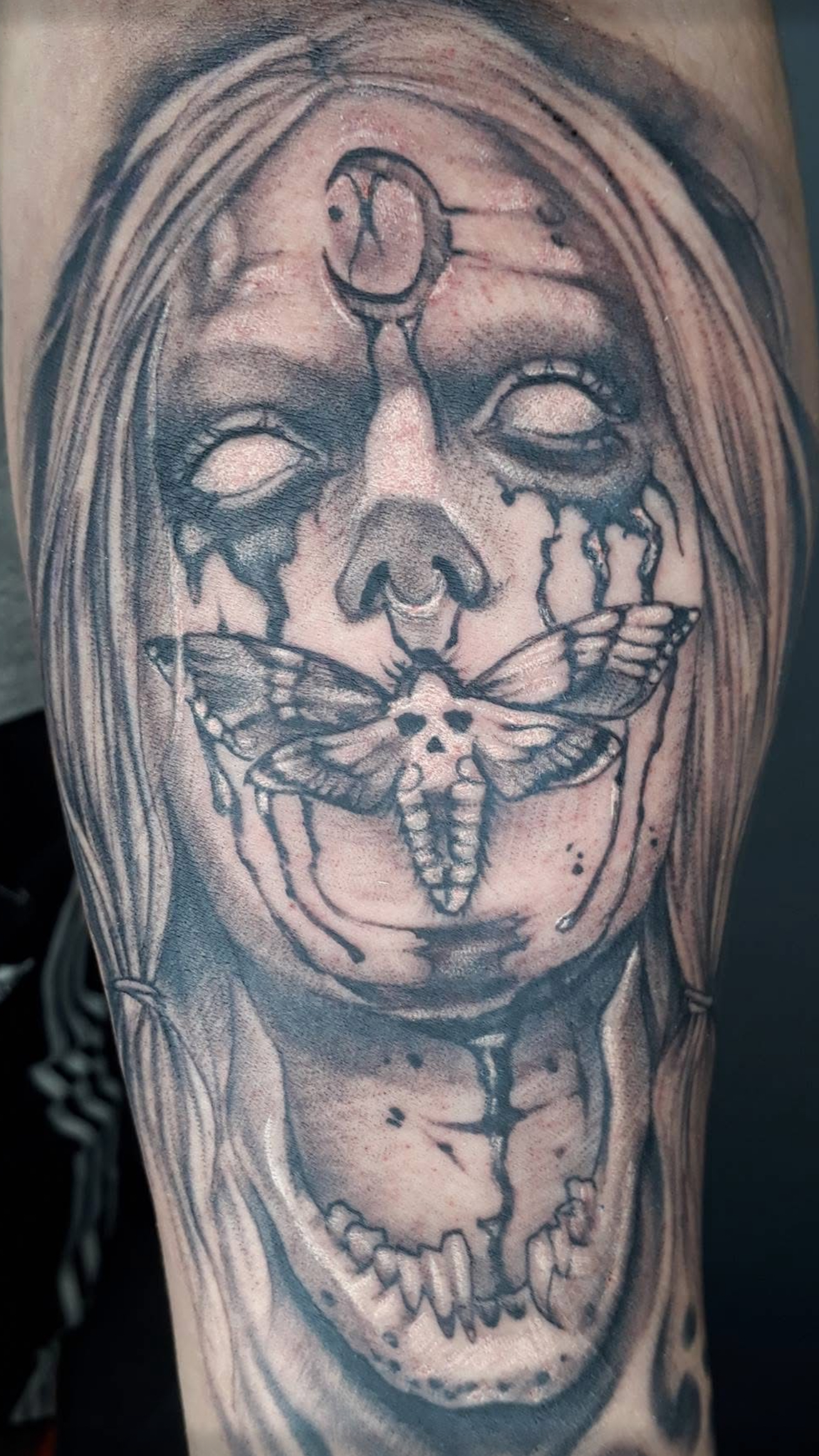 Black and gray horror death mouth