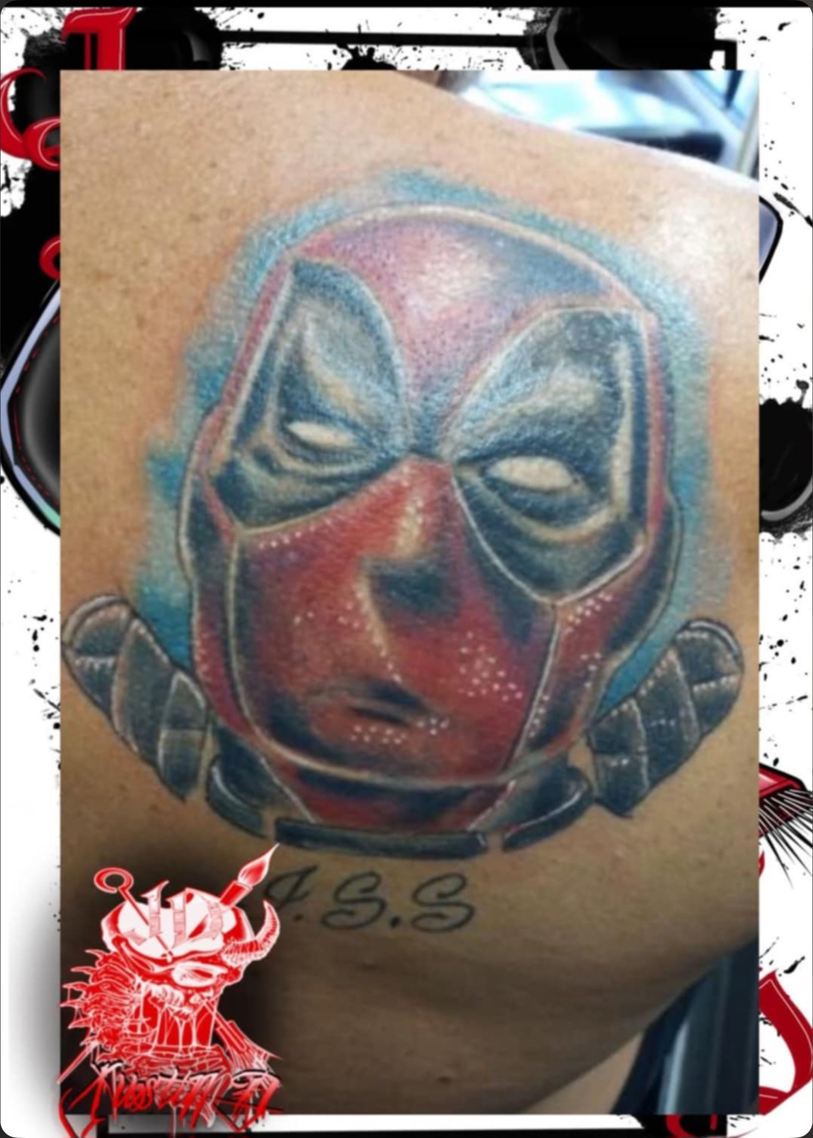 Full color dead pool portrait