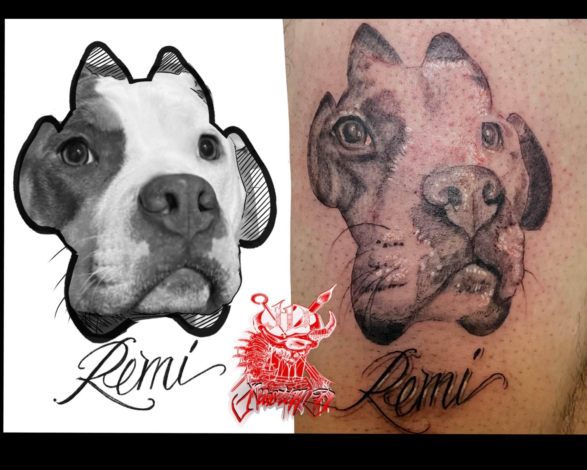 Black and gray portrait of someone’s lost pet