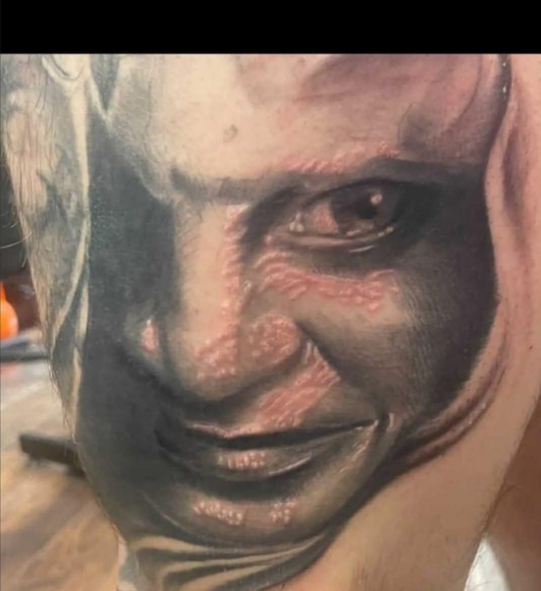 Black and gray Anthony Hopkins face