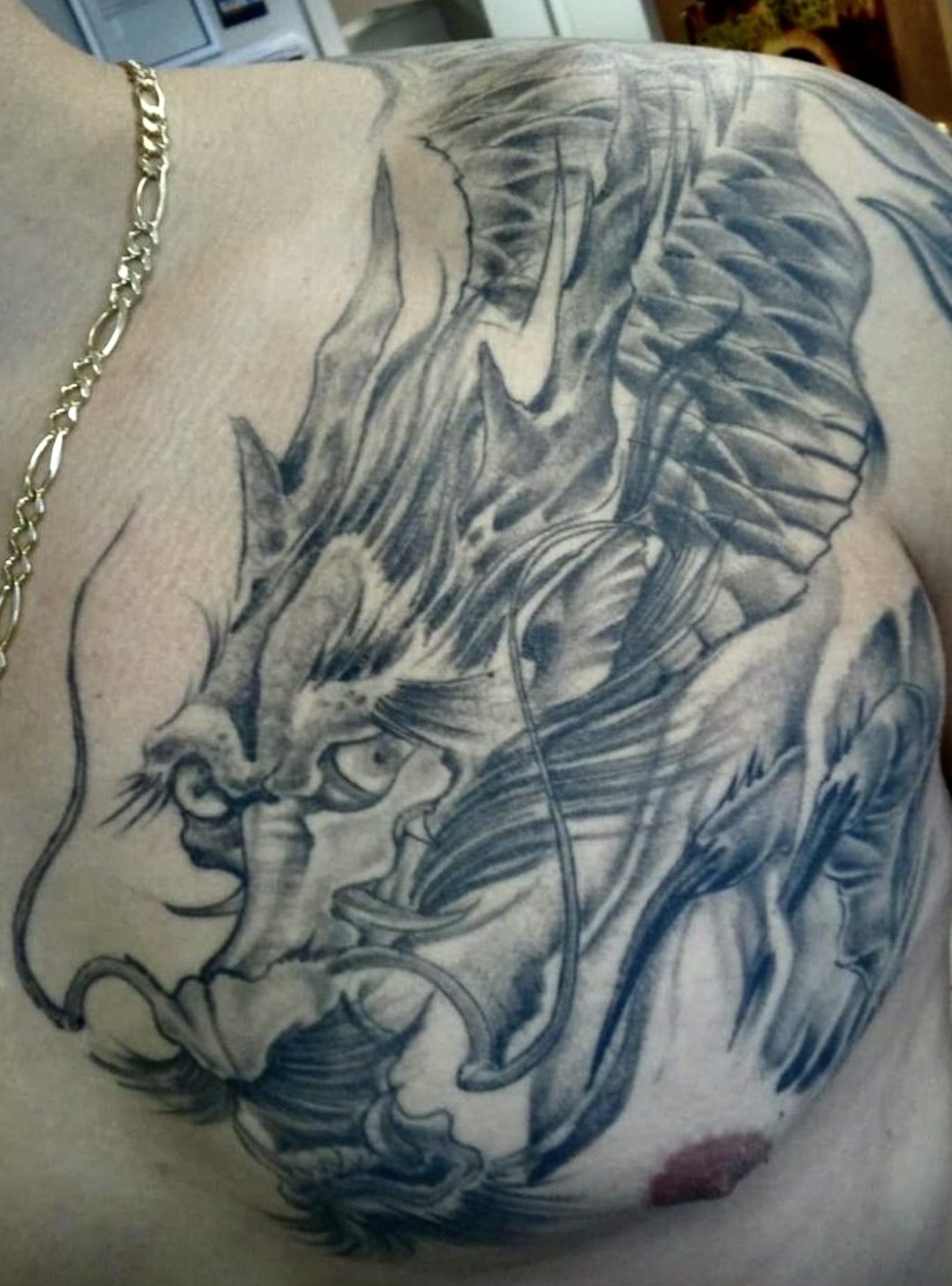 Free hand Japanese dragon in flames